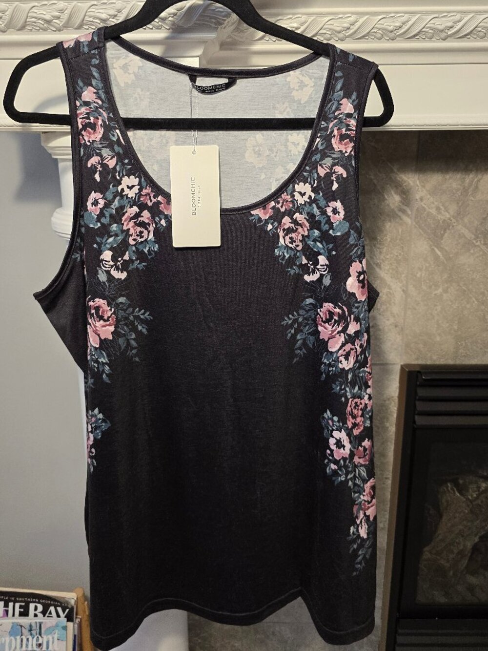 NWT BloomChic floral tank top black plus size 14/16